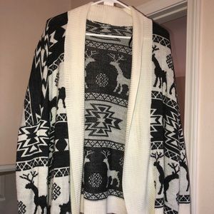 Grey and Black Reindeer Cardigan